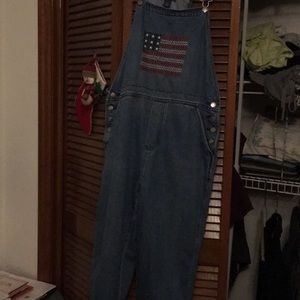 Patriotic denim overalls